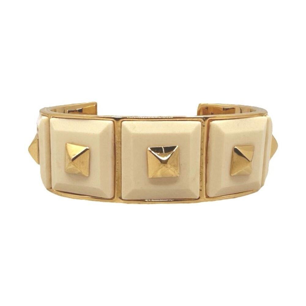 Trina Turk Gold Ivory Pyramid Top Cuff Bracelet
